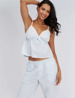 Pure Cotton Strappy Striped Pyjamas in a Bag