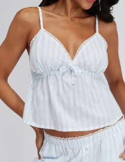 Pure Cotton Strappy Striped Pyjamas in a Bag