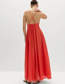 Pure Cotton Strappy V-Neck Maxi Beach Dress