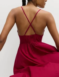 Pure Cotton Strappy V-Neck Maxi Beach Dress