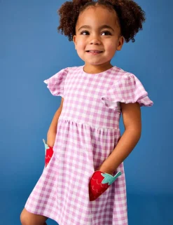 Pure Cotton Strawberry Applique Dress (6 Mths-7 Yrs)