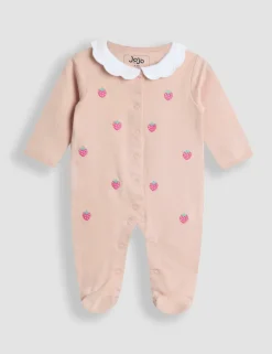 Pure Cotton Strawberry Collared Sleepsuit (0-12 Mths)