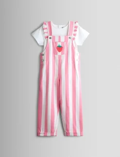 Pure Cotton Strawberry Dungaree Outfit (6 Mths - 9 Yrs)