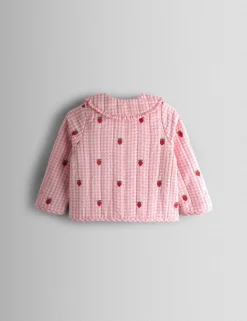 Pure Cotton Strawberry Gingham Quilted Jacket