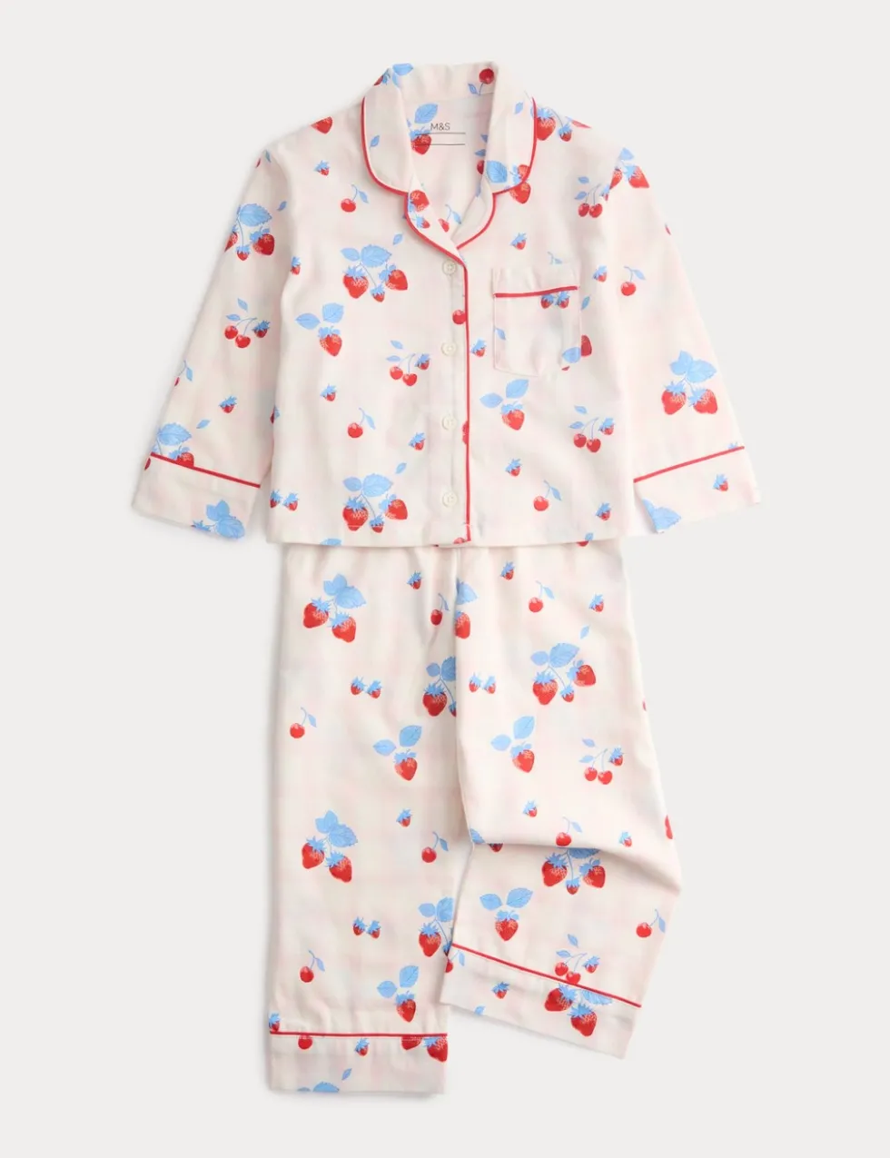 Pure Cotton Strawberry Print Pyjamas (0-16 Yrs)