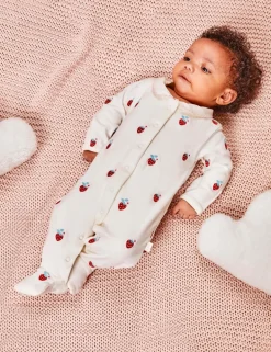 Pure Cotton Strawberry Sleepsuit (7lbs-1 Yrs)