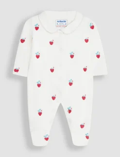 Pure Cotton Strawberry Sleepsuit (7lbs-1 Yrs)