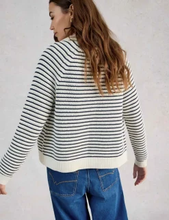 Pure Cotton Stripe Collared Cardigan