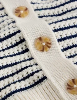 Pure Cotton Stripe Collared Cardigan