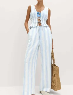 Pure Cotton Striped Beach Trousers
