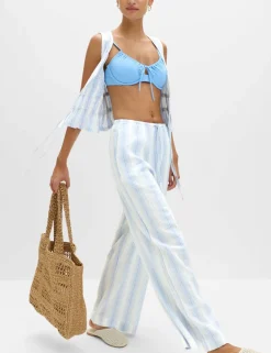 Pure Cotton Striped Beach Trousers