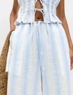 Pure Cotton Striped Beach Trousers