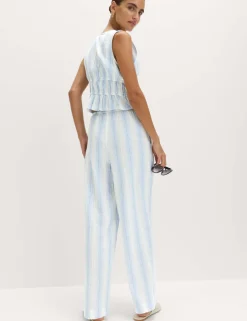 Pure Cotton Striped Beach Trousers