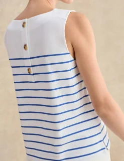 Pure Cotton Striped Button Detail Top