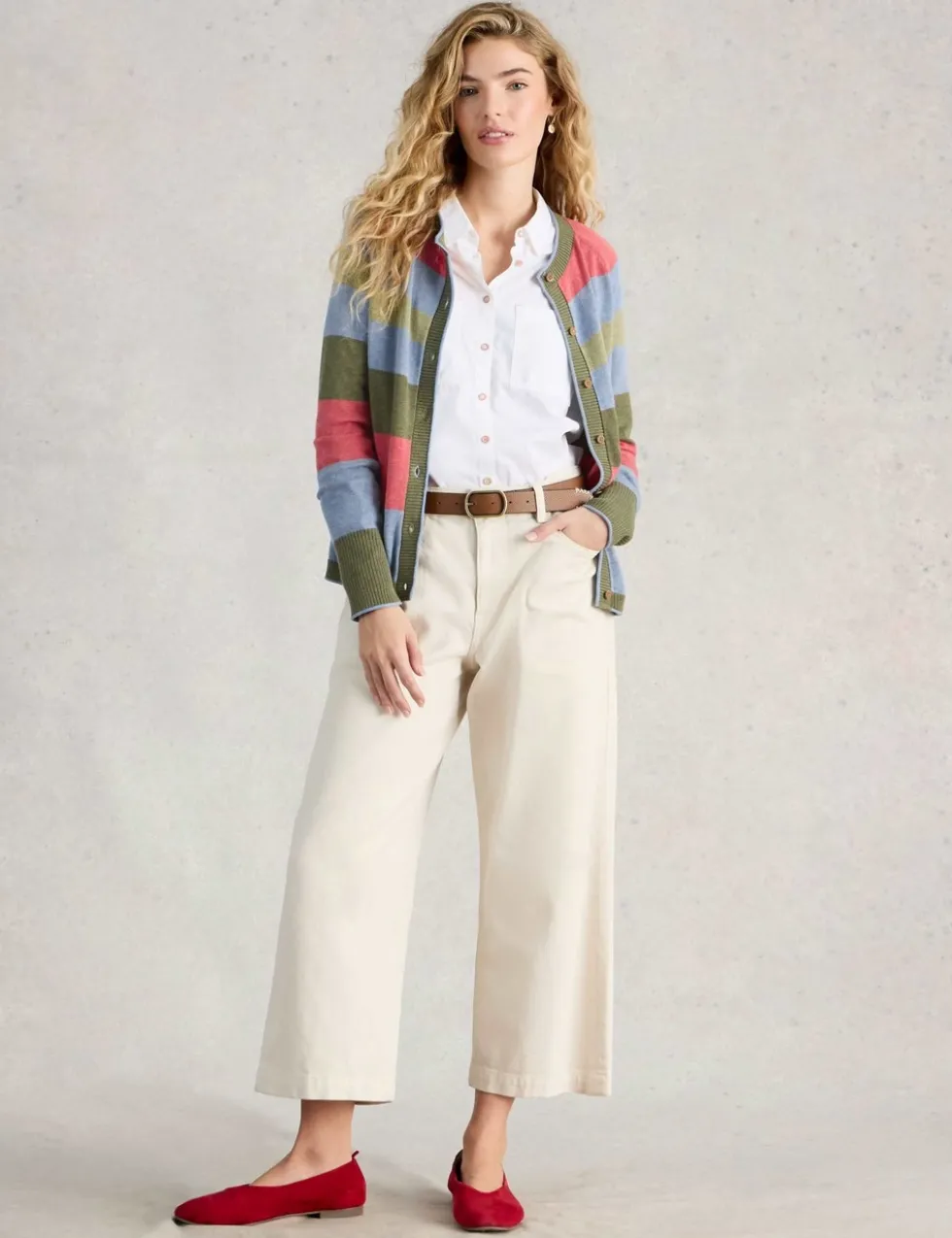 Pure Cotton Striped Button Through Cardigan