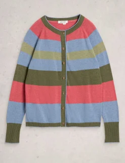 Pure Cotton Striped Button Through Cardigan