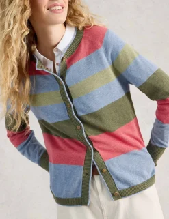 Pure Cotton Striped Button Through Cardigan