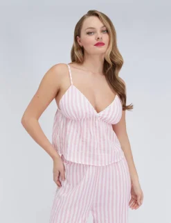 Pure Cotton Striped Cami Pyjama Set