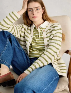 Pure Cotton Striped Cardigan