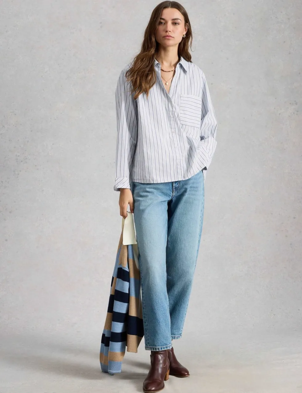 Pure Cotton Striped Collared Shirt