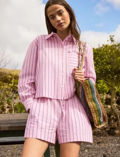 Pure Cotton Striped Collared Shirt