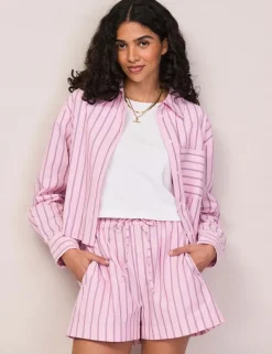 Pure Cotton Striped Collared Shirt
