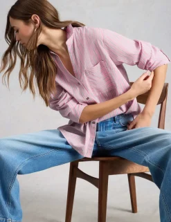 Pure Cotton Striped Collared Shirt