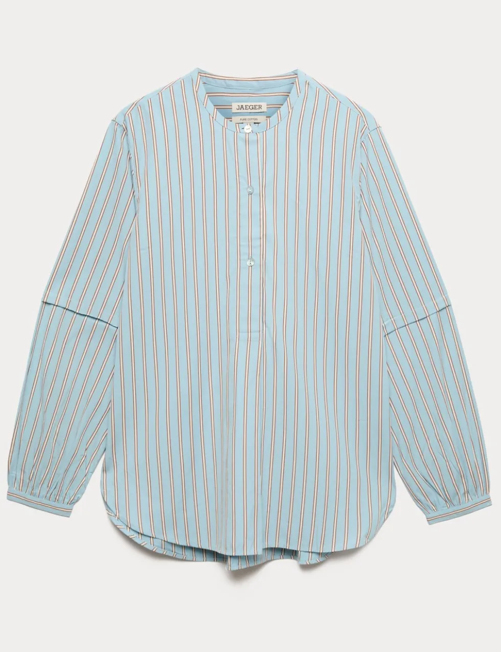 Pure Cotton Striped Collarless Shirt