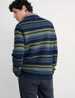 Pure Cotton Striped Crew Neck Jumpers
