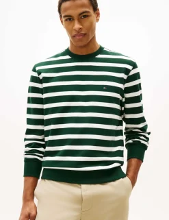 Pure Cotton Striped Crew Neck Sweatshirt