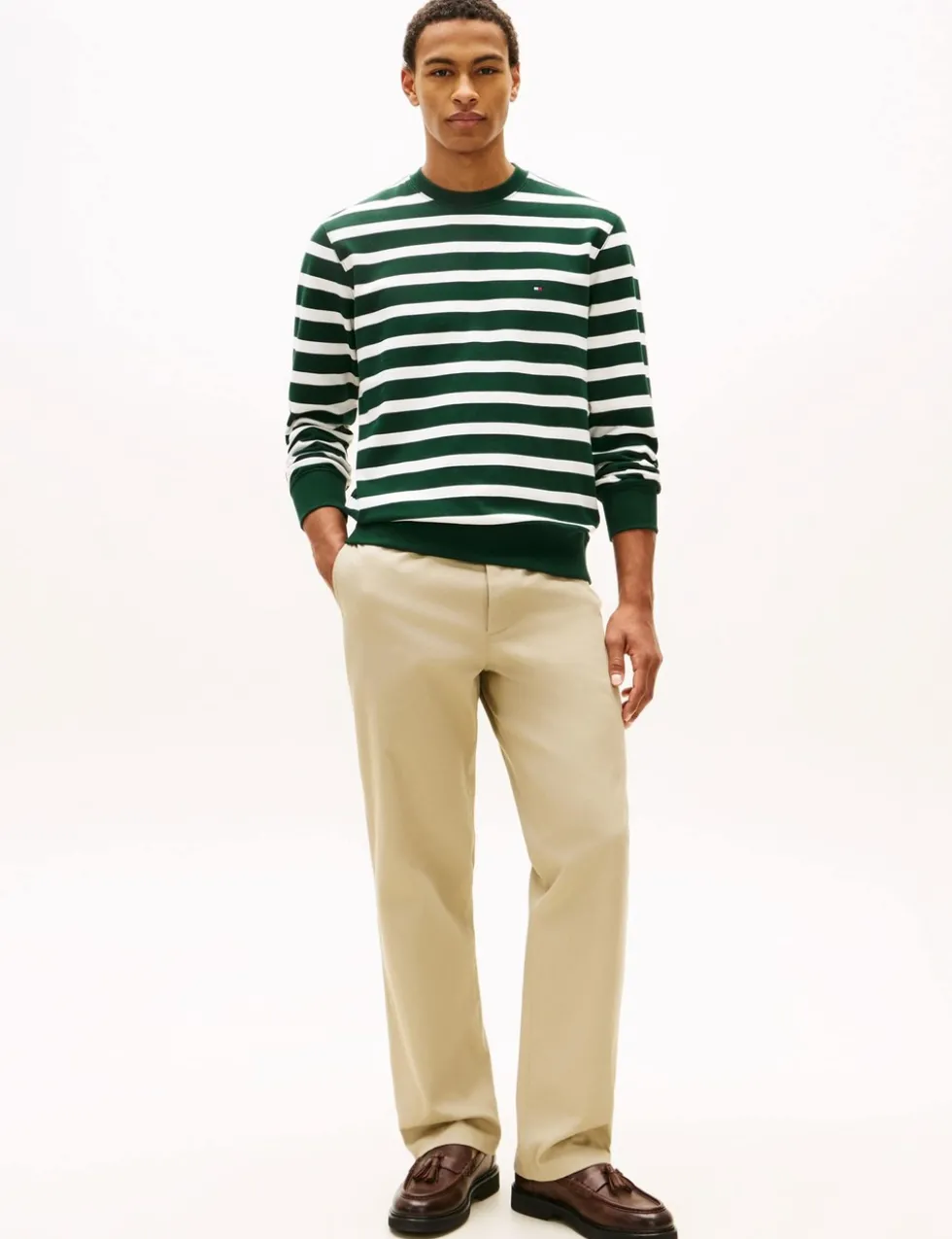 Pure Cotton Striped Crew Neck Sweatshirt