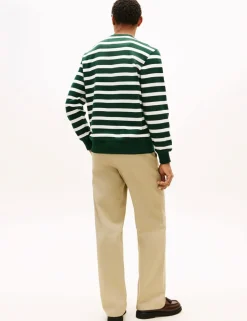 Pure Cotton Striped Crew Neck Sweatshirt
