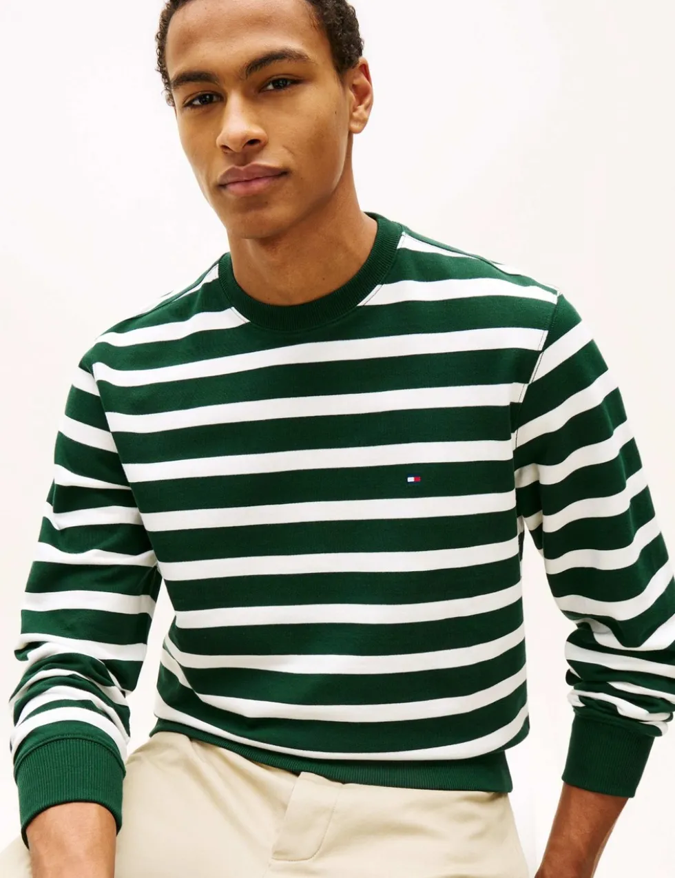 Pure Cotton Striped Crew Neck Sweatshirt