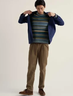 Pure Cotton Striped Crew Neck Jumper