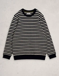 Pure Cotton Striped Crew Neck Jumper