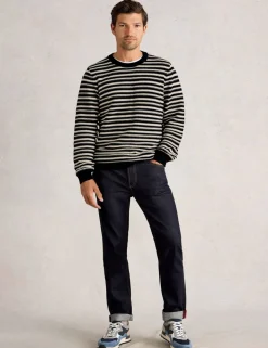 Pure Cotton Striped Crew Neck Jumper