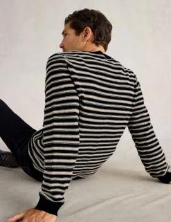 Pure Cotton Striped Crew Neck Jumper