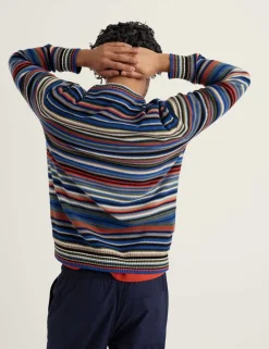 Pure Cotton Striped Crew Neck Jumper
