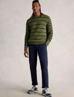 Pure Cotton Striped Crew Neck Jumper