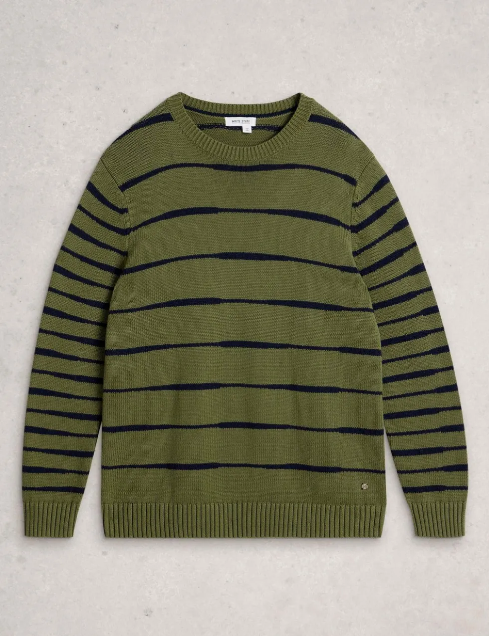 Pure Cotton Striped Crew Neck Jumper