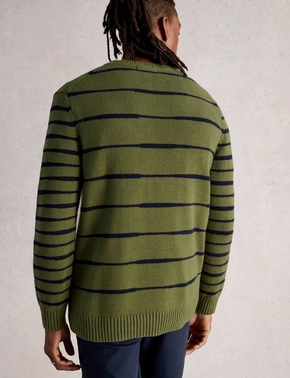 Pure Cotton Striped Crew Neck Jumper