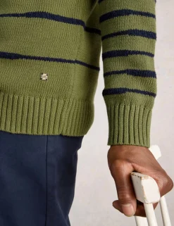 Pure Cotton Striped Crew Neck Jumper