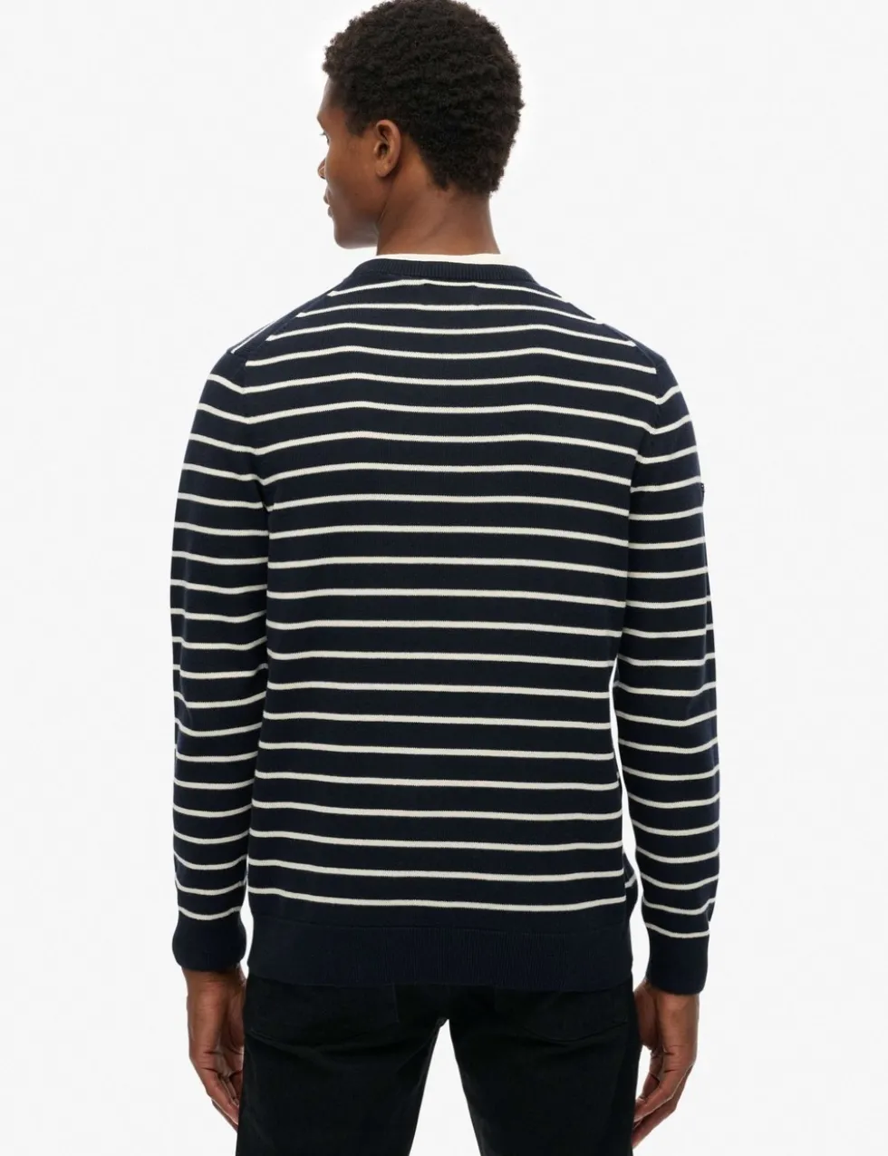 Pure Cotton Striped Crew Neck Jumper