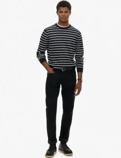 Pure Cotton Striped Crew Neck Jumper