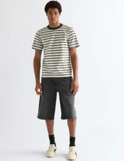 Pure Cotton Striped Crew Neck T-Shirt