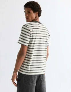 Pure Cotton Striped Crew Neck T-Shirt