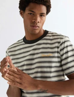 Pure Cotton Striped Crew Neck T-Shirt