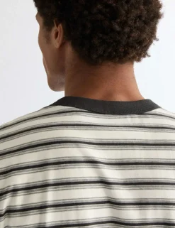 Pure Cotton Striped Crew Neck T-Shirt