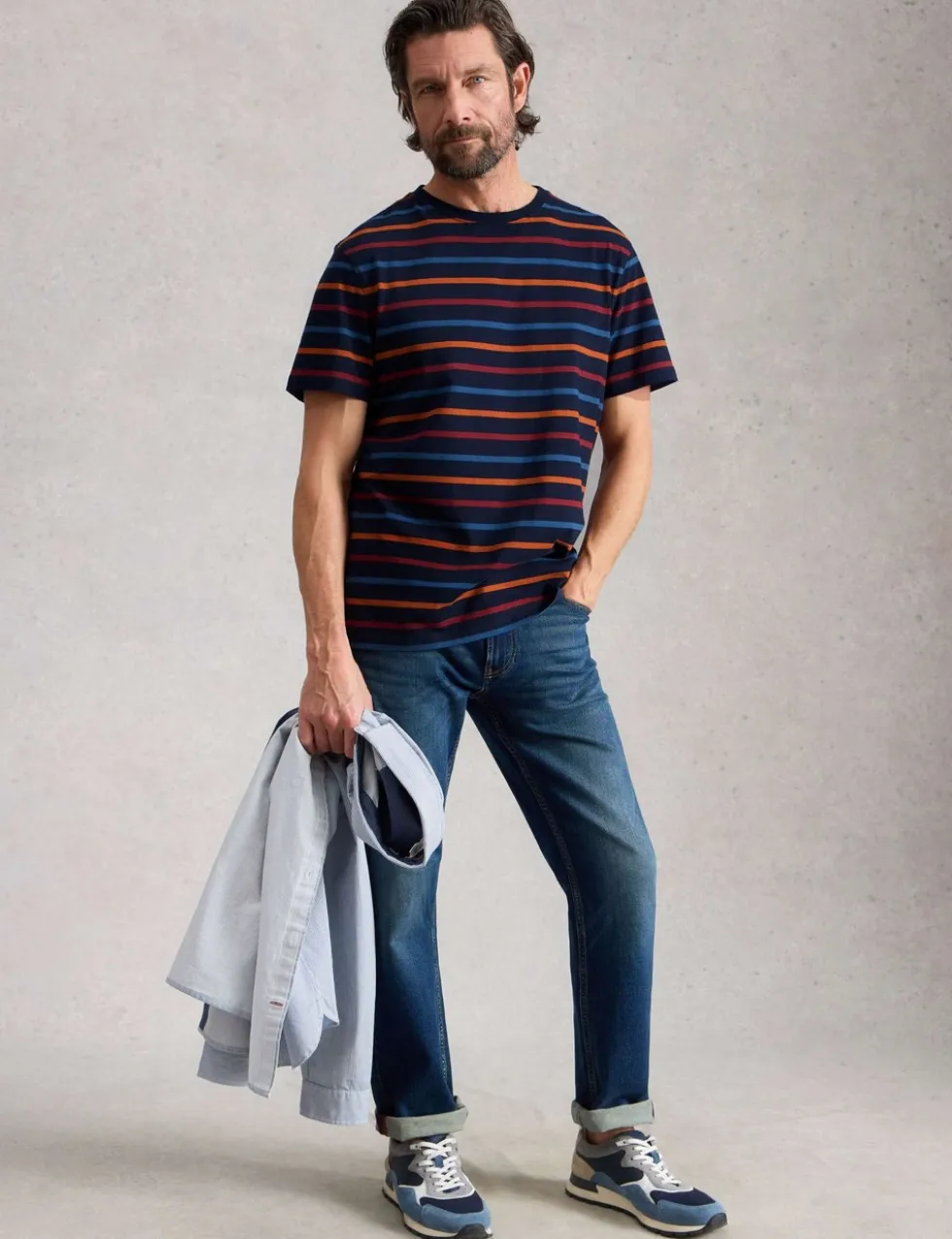 Pure Cotton Striped Crew Neck T-Shirt