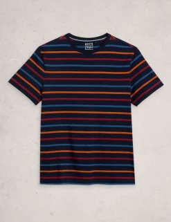 Pure Cotton Striped Crew Neck T-Shirt